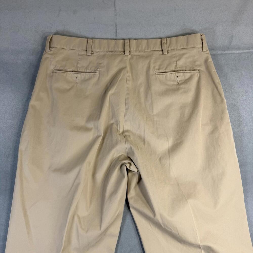 Vintage Polo Ralph Lauren Chino Pants Mens 38x32 Tan Flat Front Classic Fit 90s - Picture 3 of 10